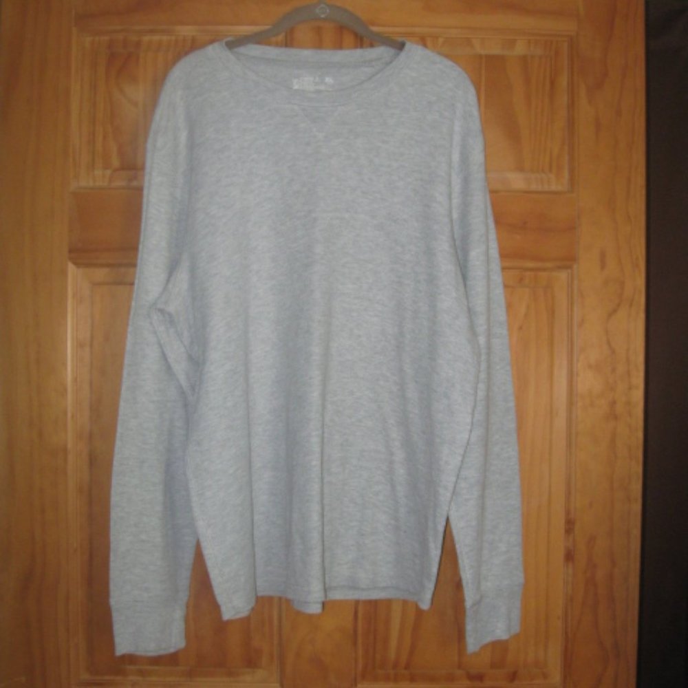 Hanes Gray Long Sleeve Relaxed Fit Waffle Shirt
